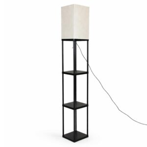 STOJĄCA LAMPA PODŁOGOWA Z PÓŁKAMI CZARNA E27 160CM