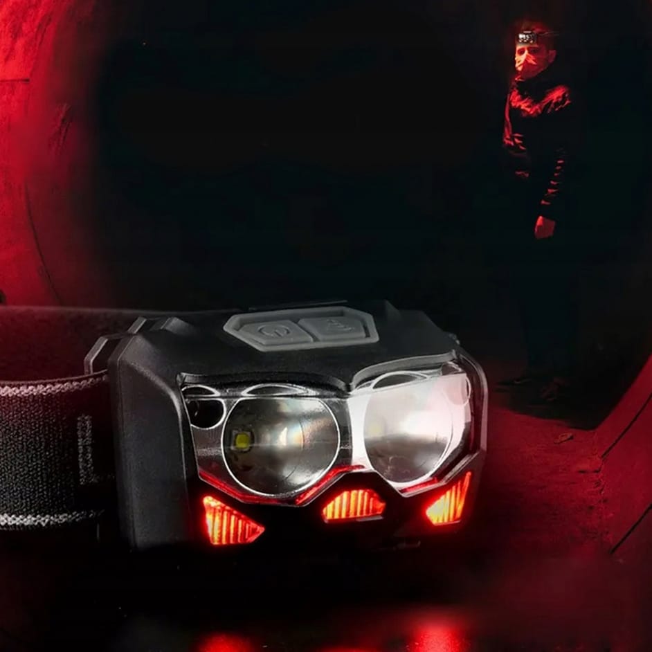 LATARKA CZOŁOWA CZOŁÓWKA LAMPKA LED XPE USB CZUJNIK RUCHU WODOODPORNA - obrazek 5