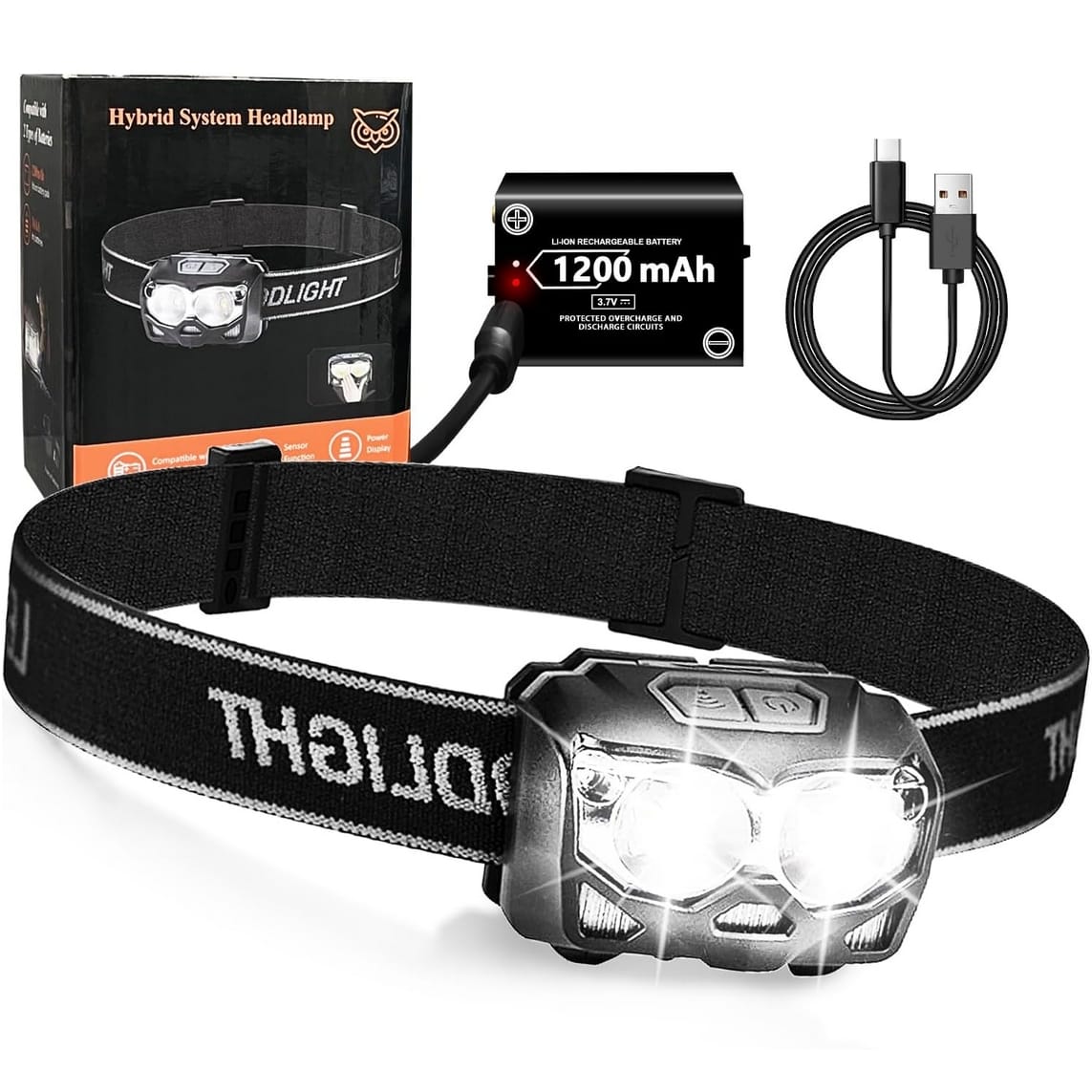 LATARKA CZOŁOWA CZOŁÓWKA LAMPKA LED XPE USB CZUJNIK RUCHU WODOODPORNA