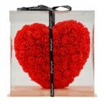 CZERWONE SERCE Z RÓŻ KWIATÓW OZDOBA UPOMINEK PREZENT WALENTYNKI ROSE HEART + BOX 25CM