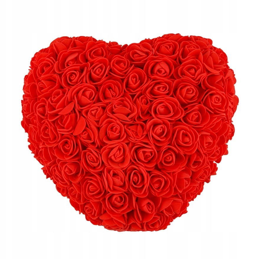 CZERWONE SERCE Z RÓŻ KWIATÓW OZDOBA UPOMINEK PREZENT WALENTYNKI ROSE HEART + BOX 25CM - obrazek 4