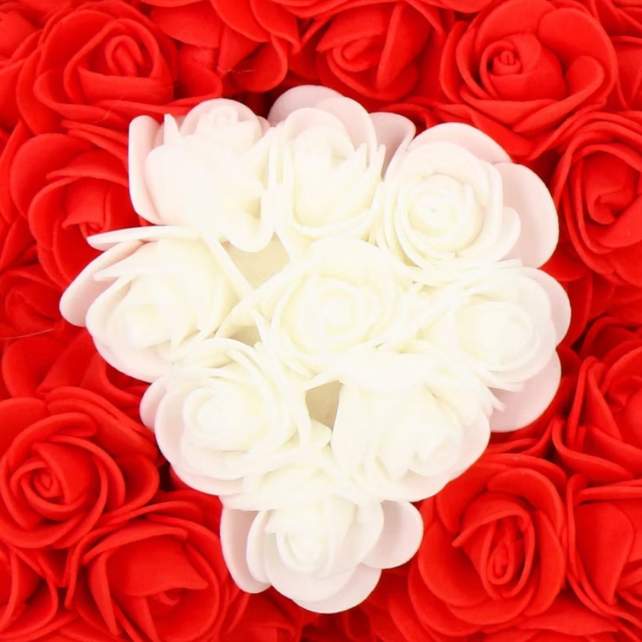 MIŚ Z RÓŻ KWIATÓW Z SERCEM LED SERCE OZDOBA PREZENT WALENTYNKI ROSE TEDDY + BOX 25CM - obrazek 10