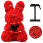 KRÓLIK Z RÓŻ KWIATÓW LED OZDOBA PREZENT WALENTYNKI ROSE BUNNY + BOX 25CM