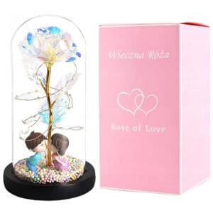 WIECZNA RÓŻA OZDOBA ŚWIECĄCA LED PREZENT DEKORACJA WALENTYNKI POSTACIE