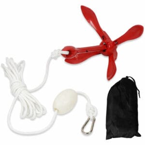 KOTWICA SKŁADANA POWLEKANA DO ŁODZI PONTONU JACHTU MOTORÓWKI SKUTERA WODNEGO ZESTAW LINA 12M 1,5KG