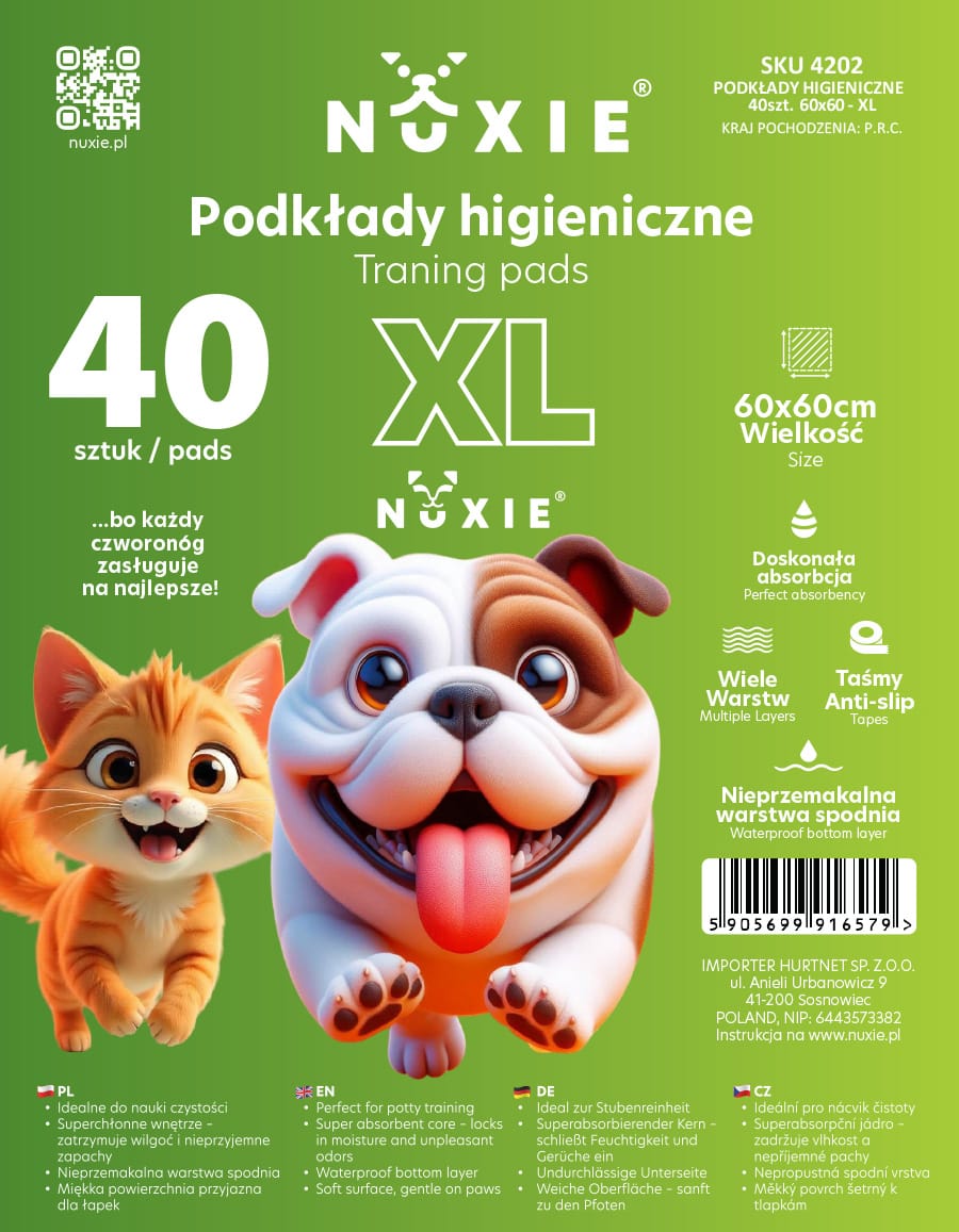 MATA DLA PSA PODKŁADY HIGIENICZNE ZIELONE XL 40SZT 60X60CM - obrazek 6