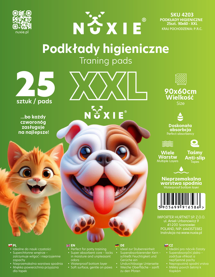 MATA DLA PSA PODKŁADY HIGIENICZNE ZIELONE XXL 25SZT 60X90CM - obrazek 6