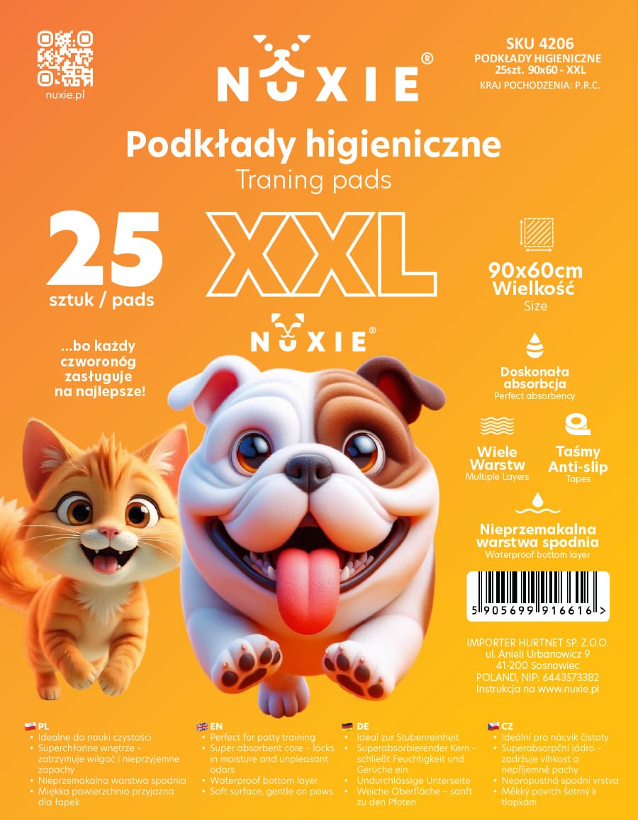 MATA DLA PSA PODKŁADY HIGIENICZNE ŻÓŁTE XXL 25SZT 60X90CM - obrazek 8