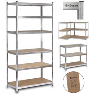 REGAŁ METALOWY MAGAZYNOWY GARAŻOWY SREBRNY 6 PÓŁEK 1050KG 222X110X50