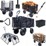 WÓZEK OGRODOWY OGRODNICZY TRANSPORTOWY TACZKI PRZYCZEPKA PLANDEKA CZARNY 250L 550KG