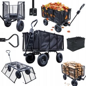 WÓZEK OGRODOWY OGRODNICZY TRANSPORTOWY TACZKI PRZYCZEPKA PLANDEKA CZARNY 250L 550KG