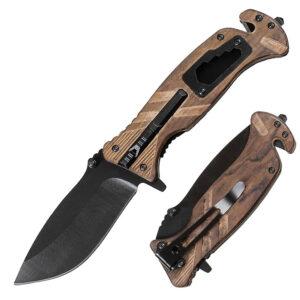 NÓŻ SKŁADANY TAKTYCZNY MYŚLIWSKI SURVIVAL GWIZDEK KRZESIWO 22CM