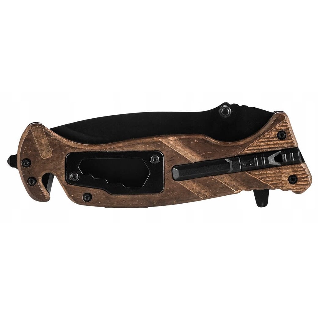 NÓŻ SKŁADANY TAKTYCZNY MYŚLIWSKI SURVIVAL GWIZDEK KRZESIWO 22CM - obrazek 3