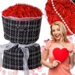 RÓŻE MYDLANE BUKIET OZDOBA PREZENT NA WALENTYNKI DZIEŃ KOBIET FLOWERBOX 36CM