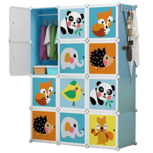 SZAFA MODUŁOWA SZAFKA REGAŁ MEBLE GARDEROBA PÓŁKI NIEBIESKA POJEMNA DUŻA 12 MODUŁÓW