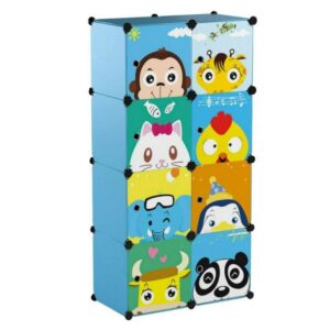 SZAFA MODUŁOWA SZAFKA REGAŁ MEBLE GARDEROBA PÓŁKI NIEBIESKA POJEMNA DUŻA 8 MODUŁÓW