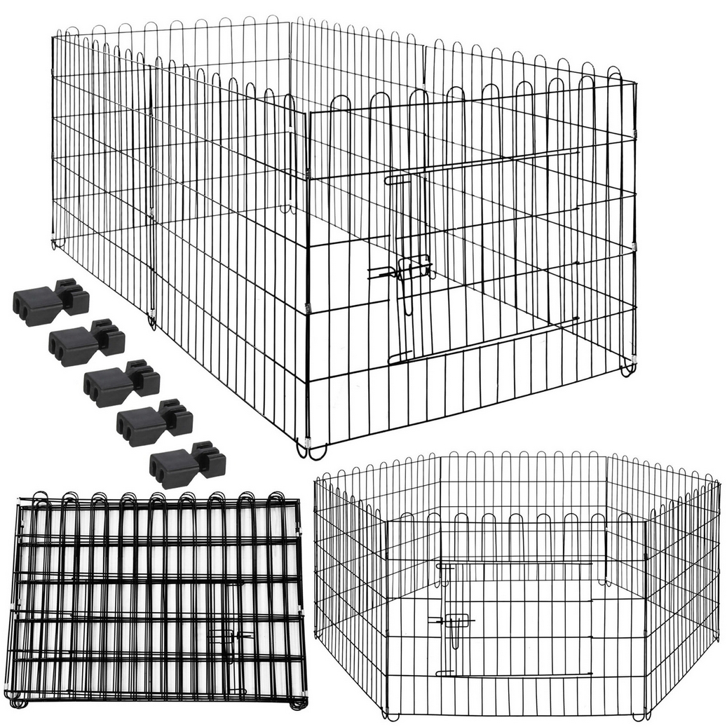 KOJEC KLATKA ZAGRODA MODUŁOWA DLA ZWIERZĄT PSA KOTA CZARNA 6 PANELI X88CM - obrazek 2