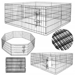 KOJEC KLATKA ZAGRODA MODUŁOWA DLA ZWIERZĄT PSA KOTA CZARNA 8 PANELI X60CM