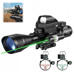 LUNETA CELOWNICZA 4-12X50EG CELOWNIK KOLIMATOR RED DOT CZERWONY ZIELONY LASER LASEROWY 3W1