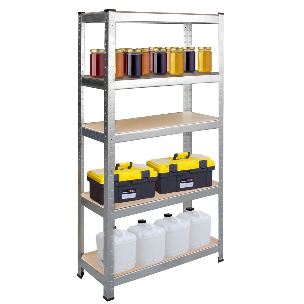 REGAŁ METALOWY MAGAZYNOWY GARAŻOWY SREBRNY 5 PÓŁEK 750KG 180X90X40 - obrazek 3
