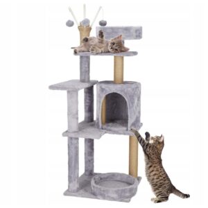 DRAPAK DUŻY DLA KOTA WIEŻA DRZEWKO LEGOWISKO DOMEK Z ZABAWKAMI 5 POZIOMÓW 127CM XL