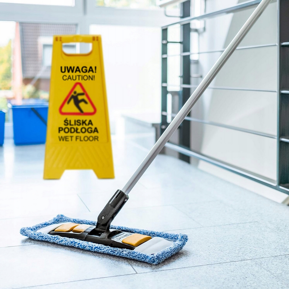 TABLICA OSTRZEGAWCZA DWUSTRONNA ŻÓŁTA POTYKACZ UWAGA ŚLISKA PODŁOGA - obrazek 3