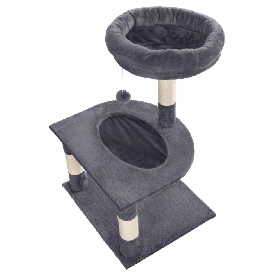 DRAPAK DUŻY DLA KOTA WIEŻA DRZEWKO LEGOWISKO DOMEK Z ZABAWKAMI 3 POZIOMY 70CM - obrazek 3