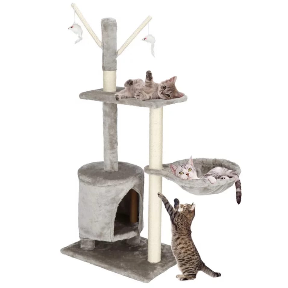DRAPAK DUŻY DLA KOTA WIEŻA DRZEWKO LEGOWISKO DOMEK Z ZABAWKAMI 4 POZIOMY 110CM XL