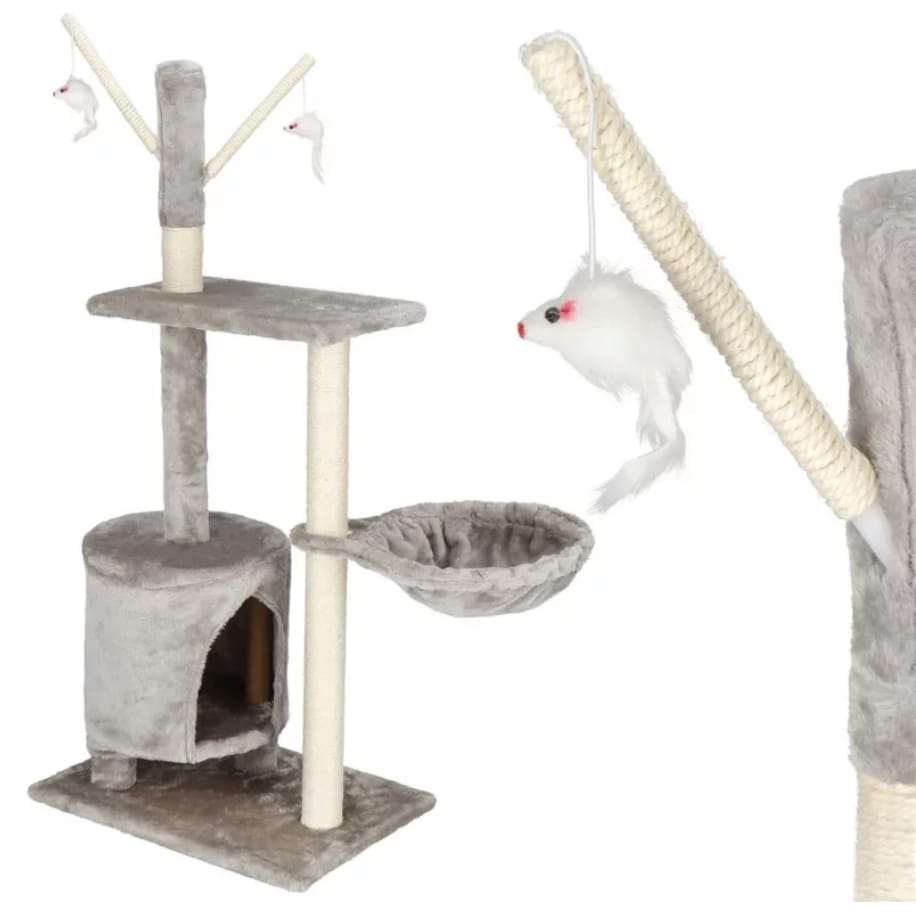 DRAPAK DUŻY DLA KOTA WIEŻA DRZEWKO LEGOWISKO DOMEK Z ZABAWKAMI 4 POZIOMY 110CM XL - obrazek 3