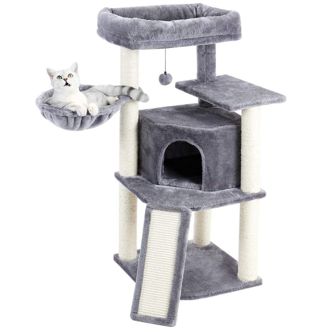 DRAPAK DLA KOTA WIEŻA DRZEWKO LEGOWISKO DOMEK Z ZABAWKAMI 4 POZIOMY 106CM - obrazek 3