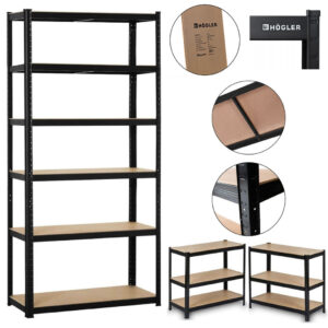 REGAŁ METALOWY MAGAZYNOWY GARAŻOWY CZARNY 6 PÓŁEK 1260KG 222X90X40