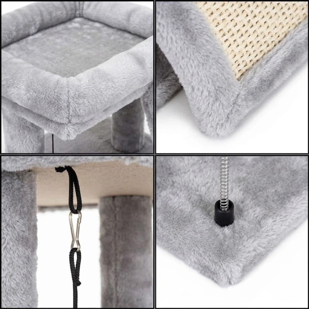 DRAPAK DLA KOTA WIEŻA DRZEWKO LEGOWISKO DOMEK Z ZABAWKAMI 2 POZIOMY 50CM - obrazek 4
