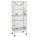 KLATKA DLA PTAKÓW PAPUG NA PTAKI WOLIERA METALOWA BIAŁA AKCESORIA KÓŁKA ZESTAW 128CM