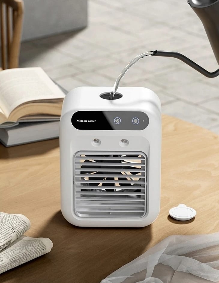 KLIMATYZATOR NA WODĘ MINI AIR COOLER WENTYLATOR NAWILŻACZ MOBILNY 3W1 - obrazek 6