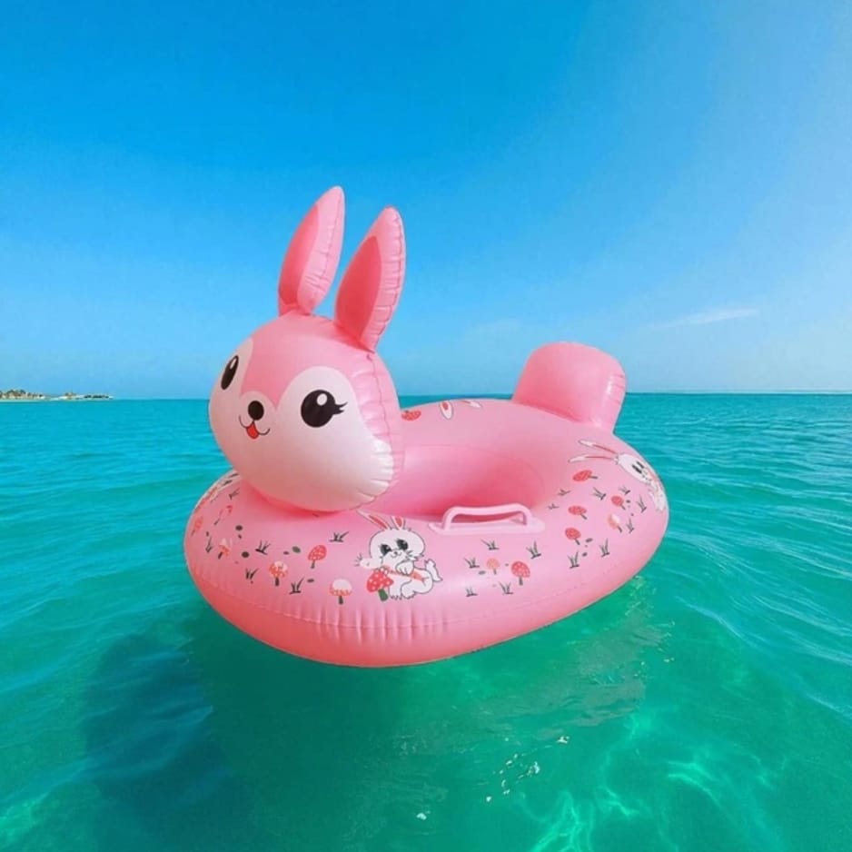 DMUCHANY PONTON DLA DZIECI KOŁO MATERAC DO PŁYWANIA BASENU PLAŻOWY KRÓLIK 64CM - obrazek 7