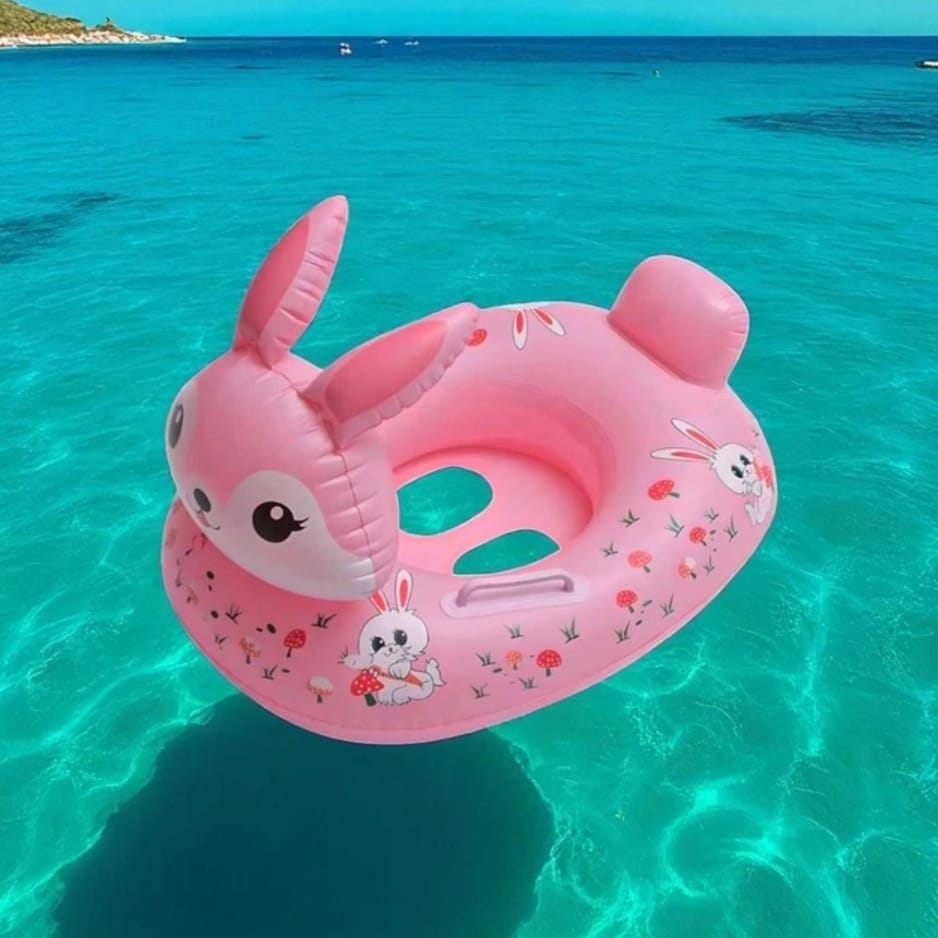 DMUCHANY PONTON DLA DZIECI KOŁO MATERAC DO PŁYWANIA BASENU PLAŻOWY KRÓLIK 64CM - obrazek 6