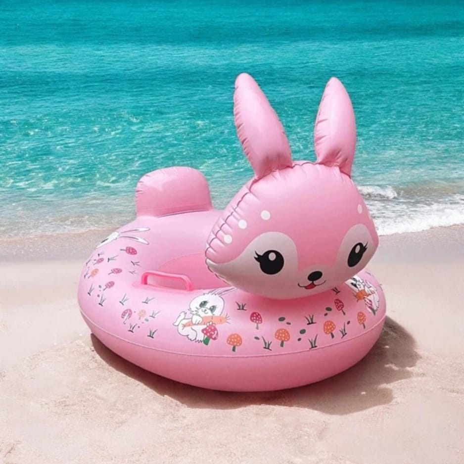 DMUCHANY PONTON DLA DZIECI KOŁO MATERAC DO PŁYWANIA BASENU PLAŻOWY KRÓLIK 64CM - obrazek 5