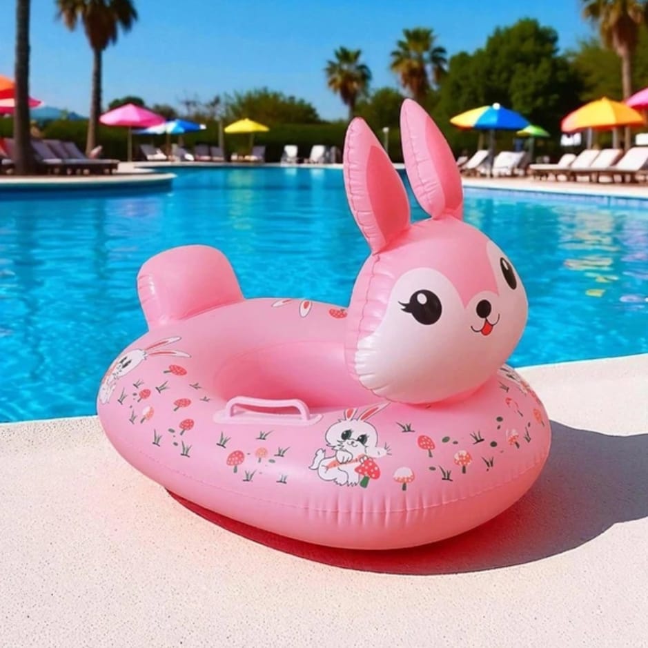 DMUCHANY PONTON DLA DZIECI KOŁO MATERAC DO PŁYWANIA BASENU PLAŻOWY KRÓLIK 64CM - obrazek 3