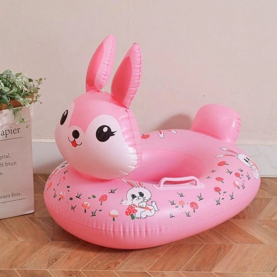 DMUCHANY PONTON DLA DZIECI KOŁO MATERAC DO PŁYWANIA BASENU PLAŻOWY KRÓLIK 64CM - obrazek 4