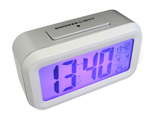 CYFROWY BUDZIK BLUE LED SREBRNY