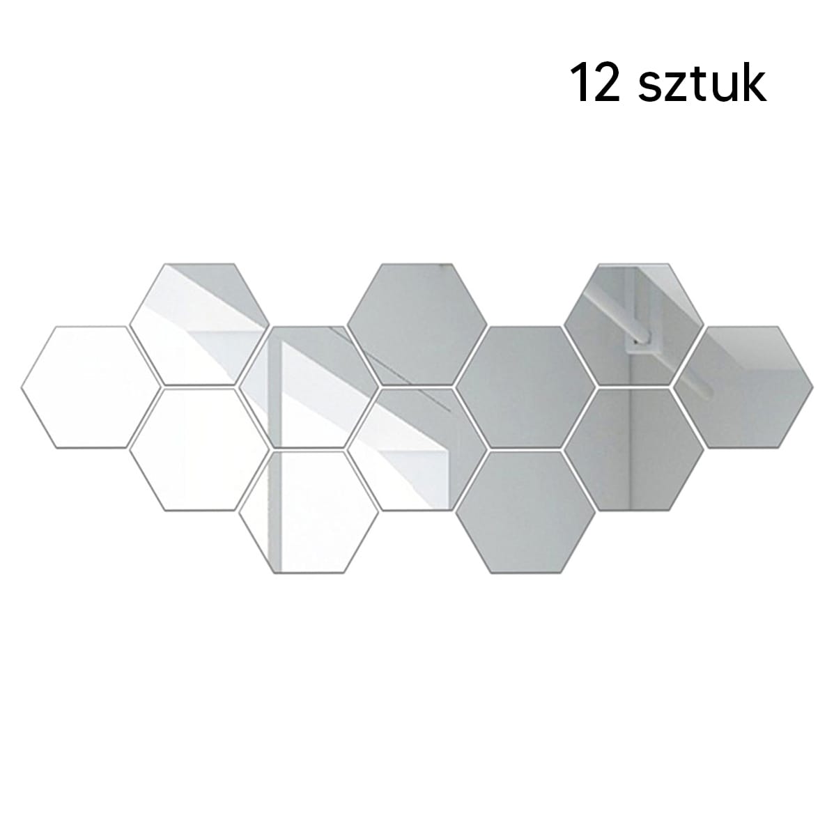 NAKLEJKI LUSTRO SZEŚCIOKĄTY 12SZT - obrazek 2