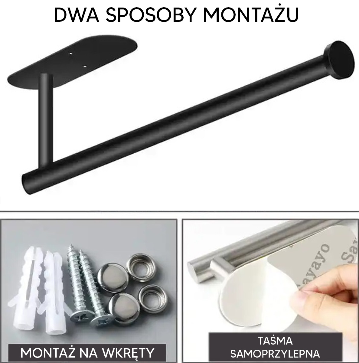 WIESZAK NA RĘCZNIK PAPIEROWY CZARNY - obrazek 3