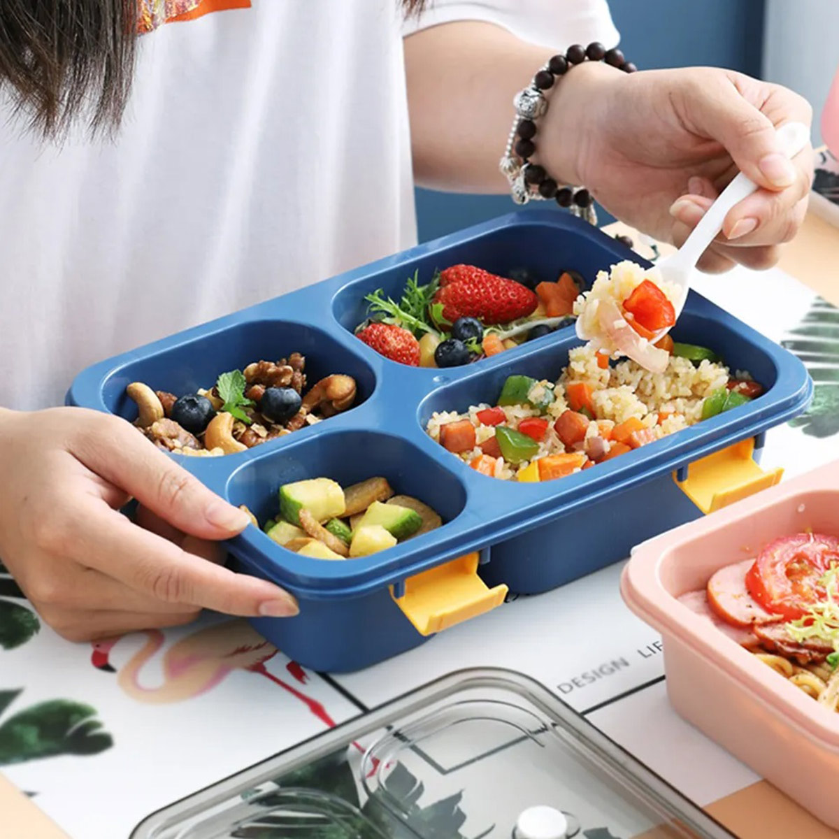 POJEMNIK LUNCHBOX 1200ml NIEBIESKI - obrazek 5