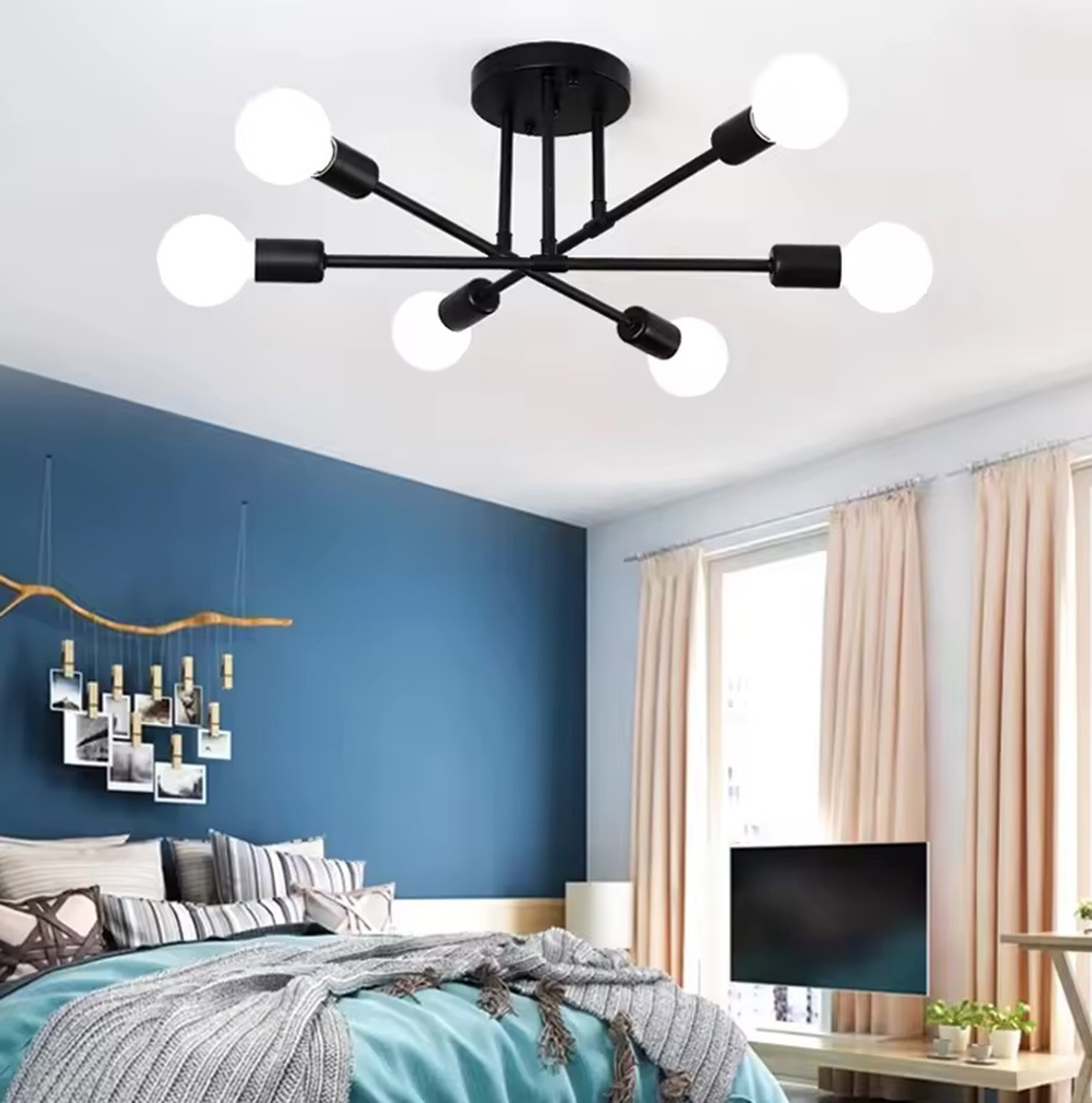 LAMPA SUFITOWA WISZĄCA LOFT 6 RAMION - obrazek 2