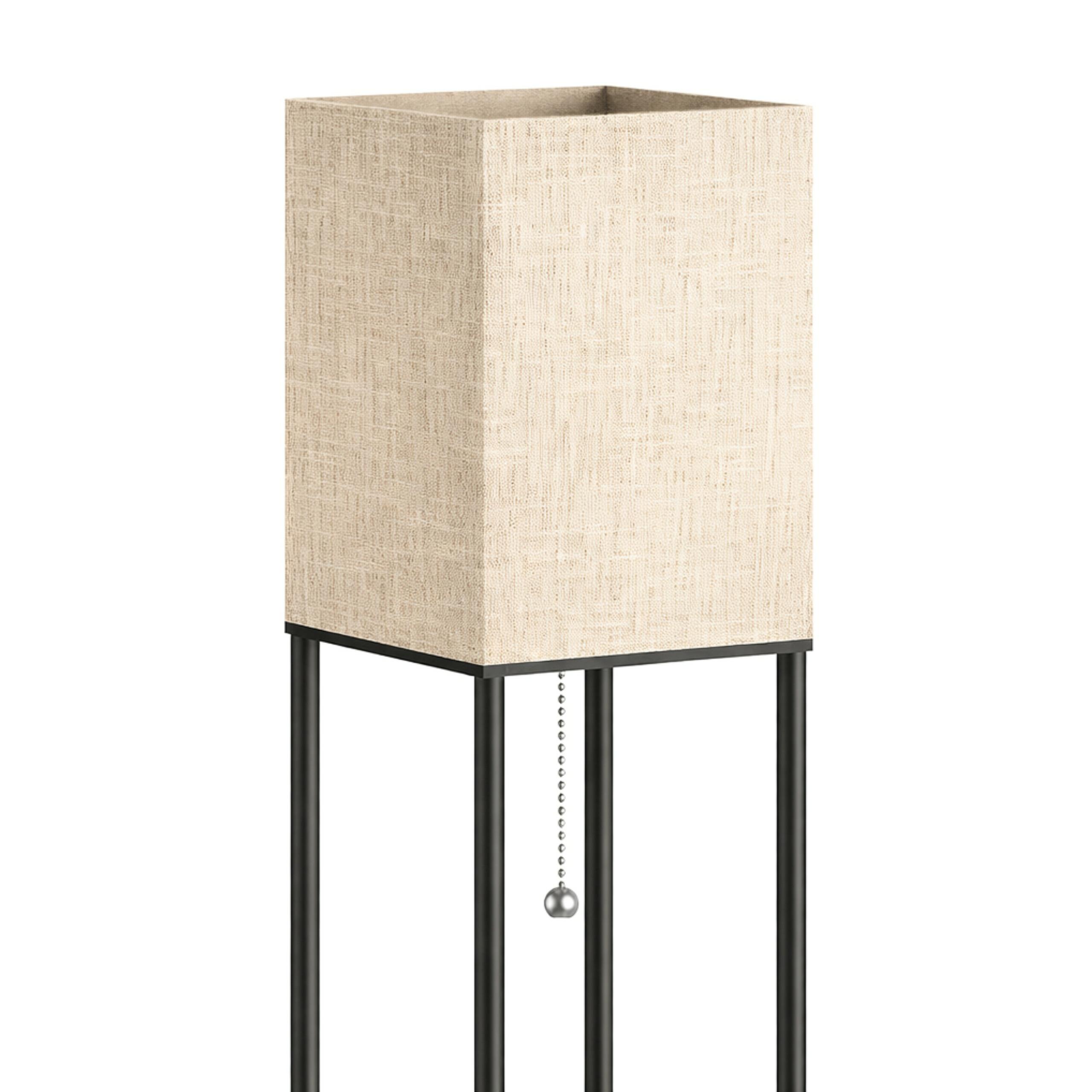STOJĄCA LAMPA PODŁOGOWA Z PÓŁKAMI CZARNA E27 160CM - obrazek 4