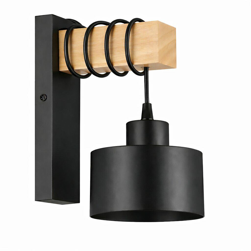 LAMPA ŚCIENNA DREWNO CZARNA