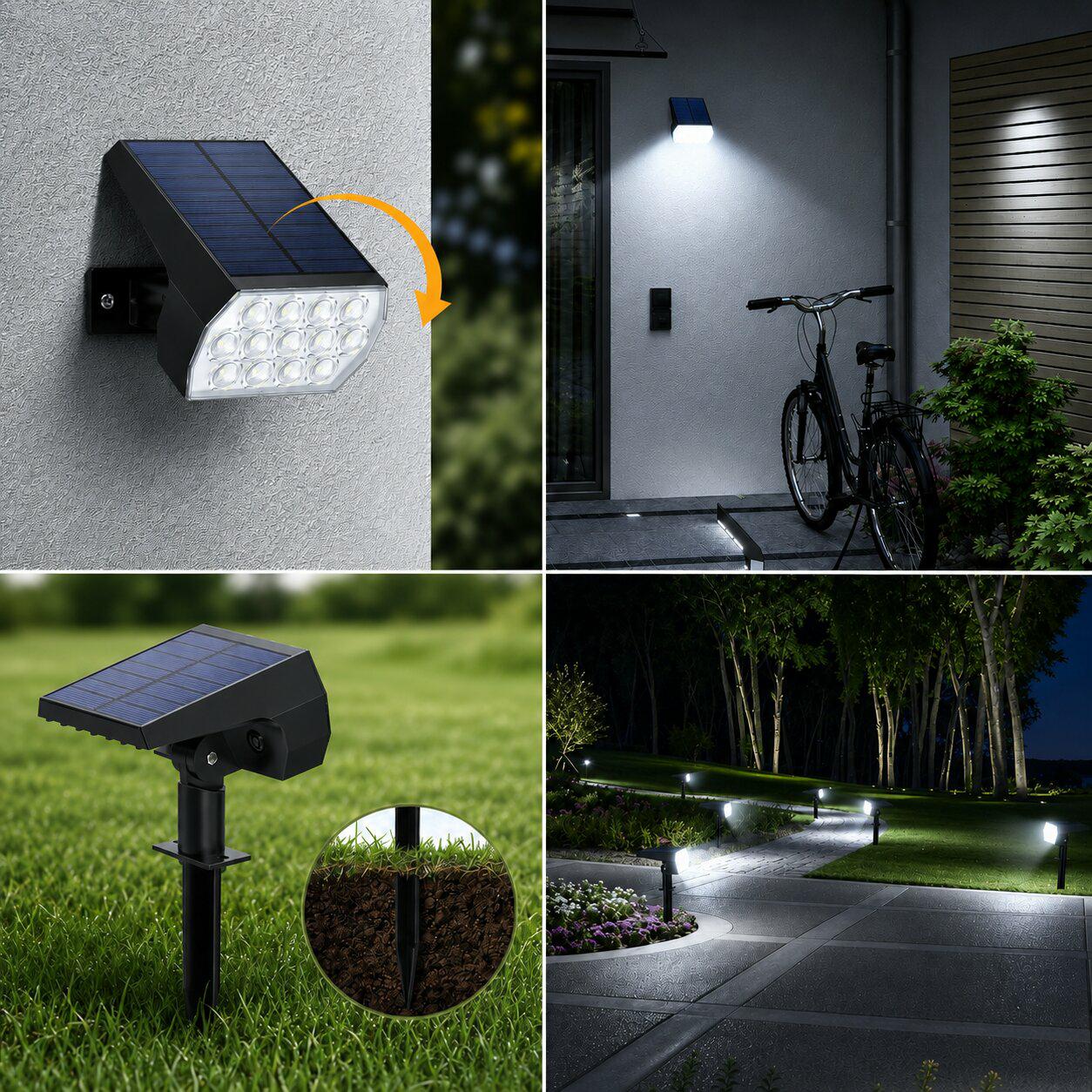 LAMPA SOLARNA LED WBIJANA REFLEKTOR CZUJNIK ZMIERZCHU - obrazek 3