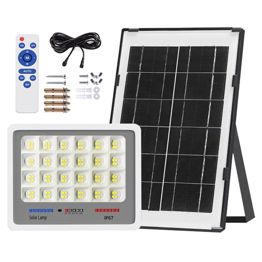 LAMPA SOLARNA 96 LED OGRODOWA NAŚWIETLACZ CZUJNIK ZMIERZCHU HALOGEN PILOT IP67 60W