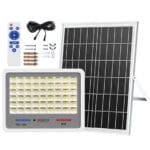 LAMPA SOLARNA 140 LED OGRODOWA NAŚWIETLACZ CZUJNIK ZMIERZCHU HALOGEN PILOT IP67 100W