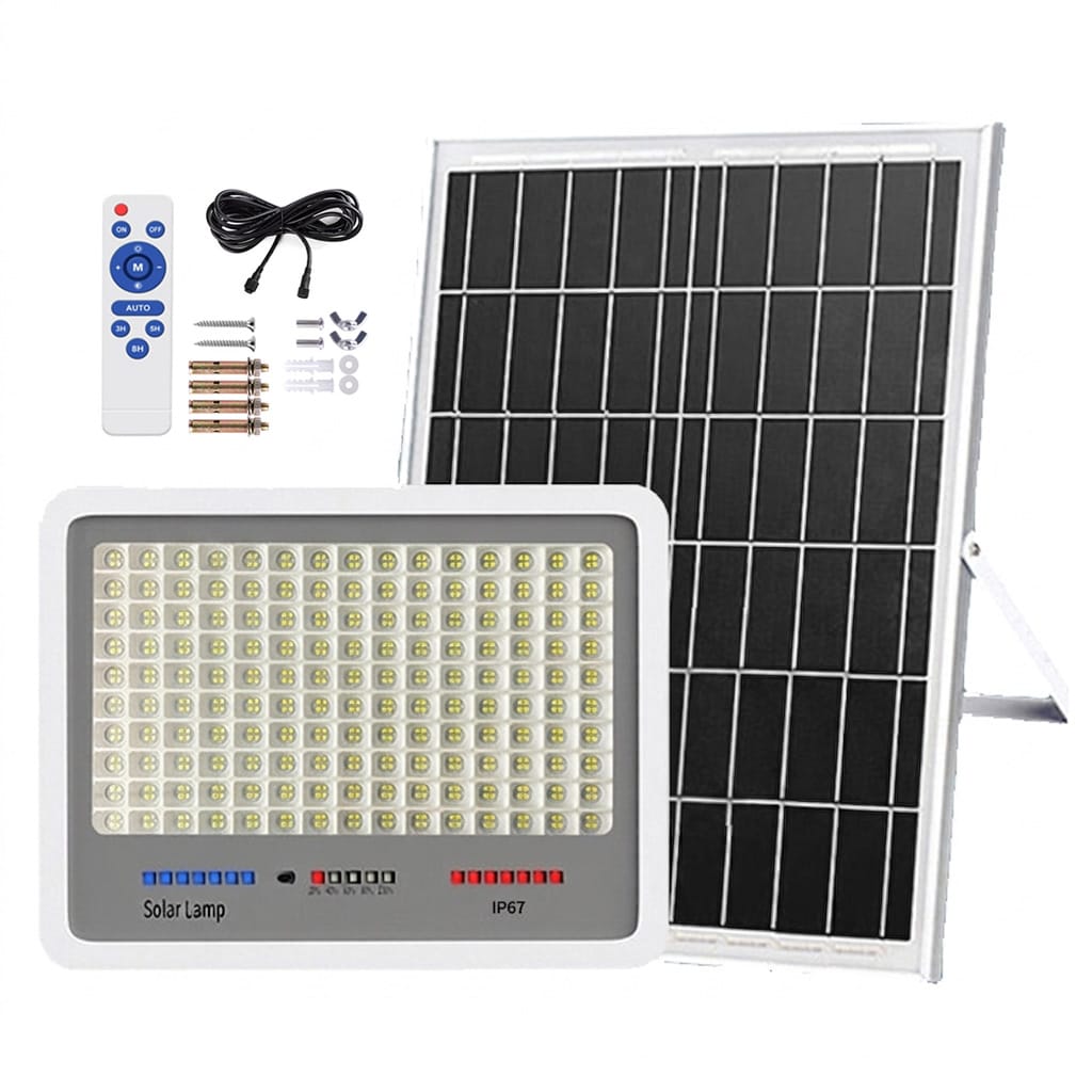 LAMPA SOLARNA 396 LED OGRODOWA NAŚWIETLACZ CZUJNIK ZMIERZCHU HALOGEN PILOT IP67 200W